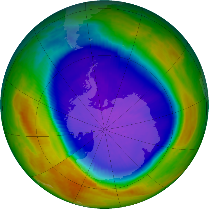 Antarctic ozone map for 29 September 2003